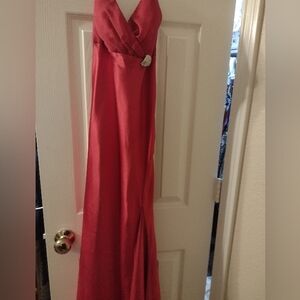 Elegant Red Halter Cocktail Dress